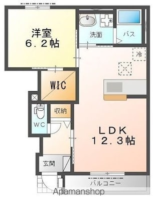 カリーノミラドール（ＣａｒｉｎｏＭｉｒａｄｏｒ）[1LDK/45.62m2]の間取図