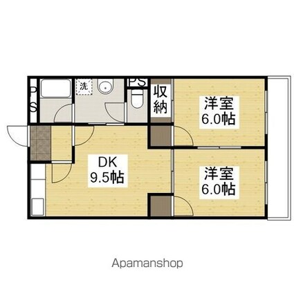 サン・オーレ東福山[2DK/48.6m2]の間取図