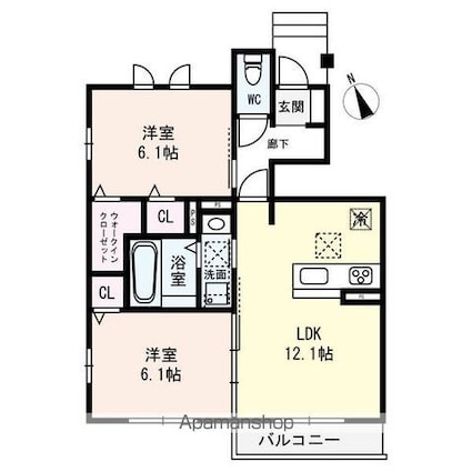 ｍｉｍｏｓａ　ｓｅｔａ[2LDK/56.18m2]の間取図