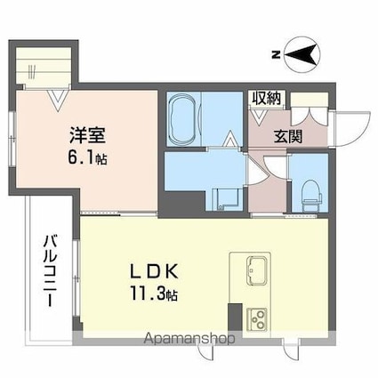 シャーメゾン山吹丁[1LDK/42.35m2]の間取図
