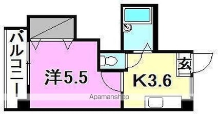 メゾン湯渡[1K/20.9m2]の間取図