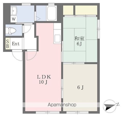 空港サヤハイツⅡＢ棟[2LDK/50.66m2]の間取図
