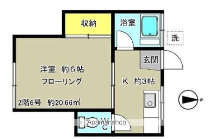 富士ハイツ[1K/20.66m2]の間取図