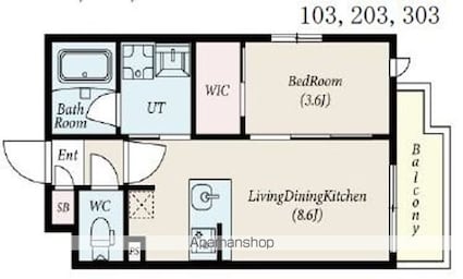 コンポジット新宿柏木[1LDK/31.22m2]の間取図