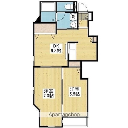 オートヤグリーンビル[2DK/46.04m2]の間取図