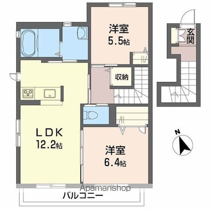 タウンコート筒井　Ａ棟[2LDK/61.43m2]の間取図