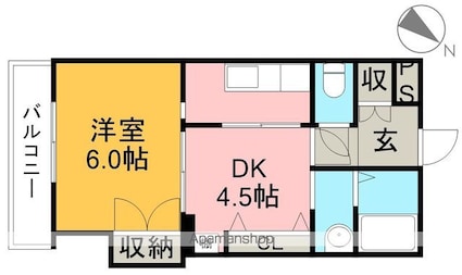 メイプル高須[1DK/30.99m2]の間取図
