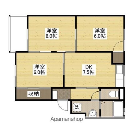 トリヴァンベール平山[3DK/52.8m2]の間取図