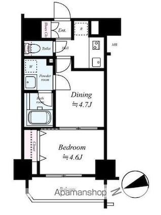 東京都中野区中央２丁目[1DK/30.2m2]の間取図