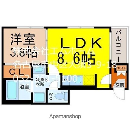 ミュゲット平安通[1LDK/31m2]の間取図