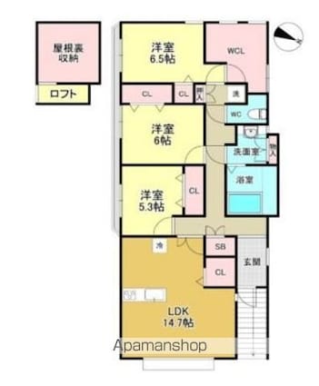 浜田山戸建[4SLDK/89.47m2]の間取図