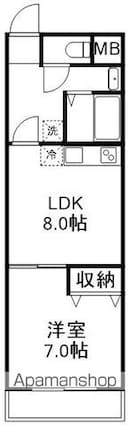パークサイドマンション松ヶ丘[1LDK/33.98m2]の間取図