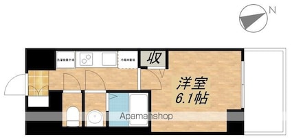 プレサンス大津京町ベルリーヴァ[1K/22.8m2]の間取図