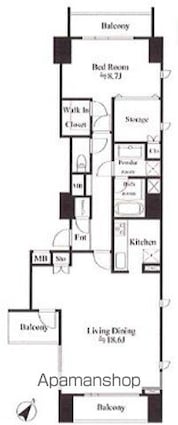 リテラス三軒茶屋[1LDK/75.2m2]の間取図