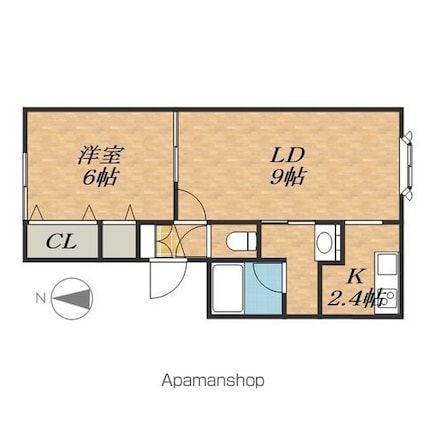 ヴィラ円山３[1LDK/39.33m2]の間取図