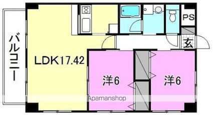 ルナ・マーレ椿[2LDK/63.36m2]の間取図