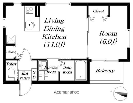 グリーンティエラ三井寺[1LDK/34.93m2]の間取図