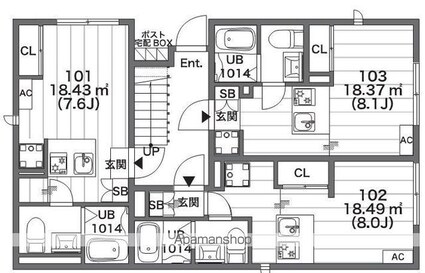 リバース高円寺[1R/18.49m2]の間取図
