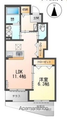 ＬｕＬｕ　Ａｉｎａ（ルルアイナ）[1LDK/44.83m2]の間取図