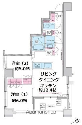 ステラメゾン三軒茶屋[2LDK/51.53m2]の間取図