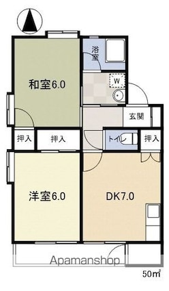 ＤＳハイツ蟻ケ崎[2DK/50m2]の間取図