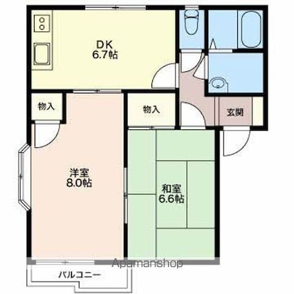 サンフレグランス和Ｓ[2DK/47.04m2]の間取図