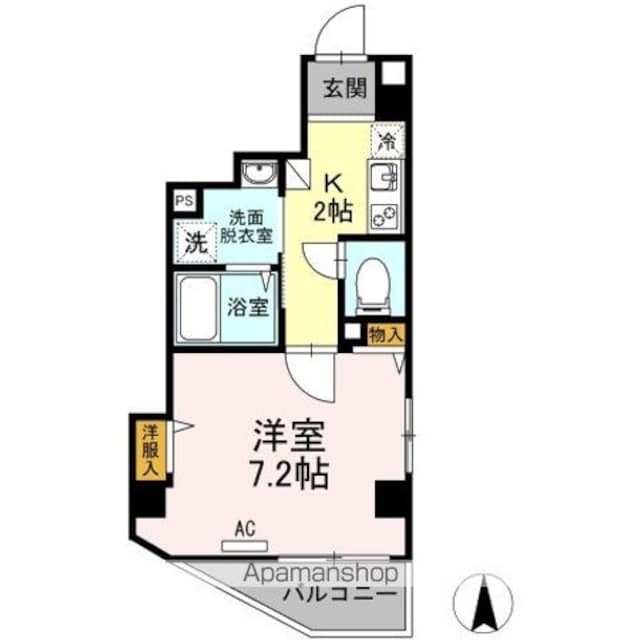ランズ池袋[1K/25.37m2]の間取図