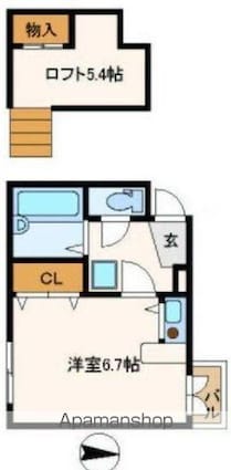 ロワゾブルー[1R/18.8m2]の間取図