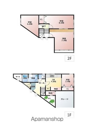 松本借家[4DK/89.08m2]の間取図