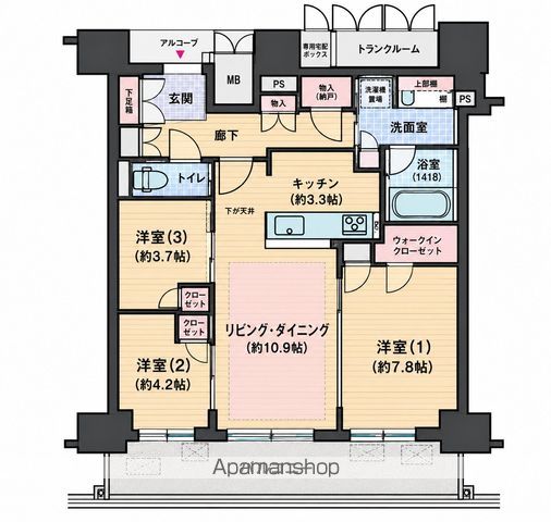 ジオタワー大阪十三の間取り写真