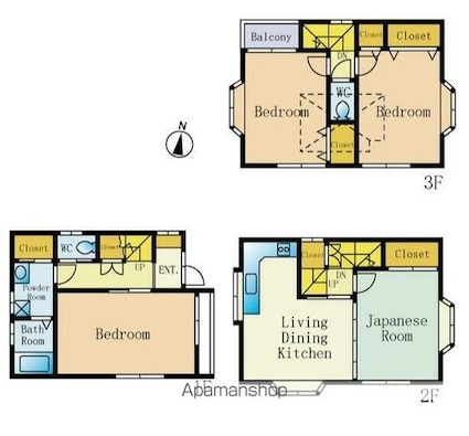 江戸川区本一色３丁目　貸戸建住宅[3LDK/83.62m2]の間取図