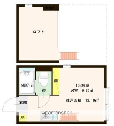 東京都中野区中央２丁目[1R/13.19m2]の間取図