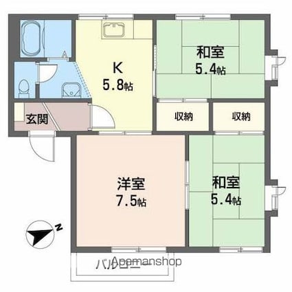 グリーンヒルズＣＨＩＤＡ－Ｃ[3K/49m2]の間取図