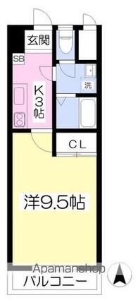 ハーモニーコート[1K/28.8m2]の間取図