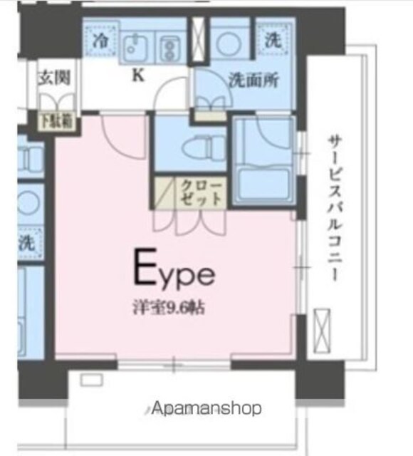ガレリア東新宿[1K/29.4m2]の間取図
