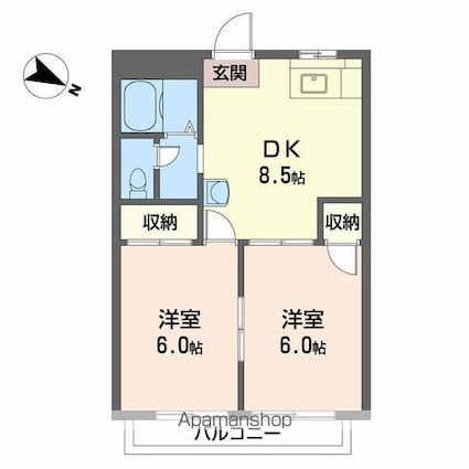 フレグランス東雲[2DK/41.36m2]の間取図