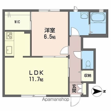 コンフォート　Ａ棟[1LDK/46.49m2]の間取図