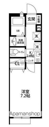 サンクレール松戸[1K/23.6m2]の間取図