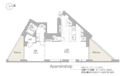 ＧｒａｎＤｕｏＴｏｒｉｔｓｕｄａｉｇａｋｕ３[1LDK/65.44m2]の間取図