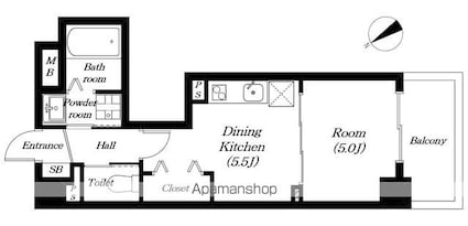 仮称）一里山２丁目共同住宅[1DK/29.73m2]の間取図