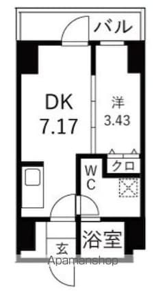 ＴＲＡＤＩＳ森下[1DK/26.31m2]の間取図
