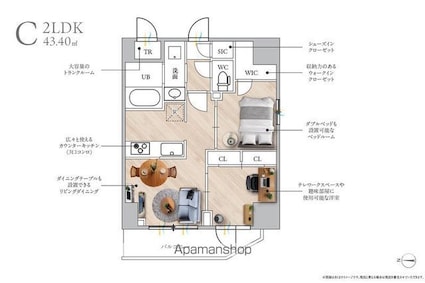 ＳーＲＥＳＩＤＥＮＣＥ浅草ｃｌａｒｉｔｙ[2LDK/44.61m2]の間取図