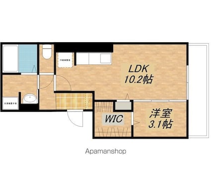 ビオット彦根　Ａ棟[1LDK/35.87m2]の間取図
