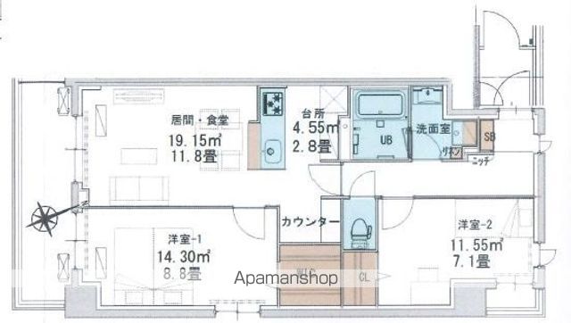 【昭島市中神町のマンションの間取り】