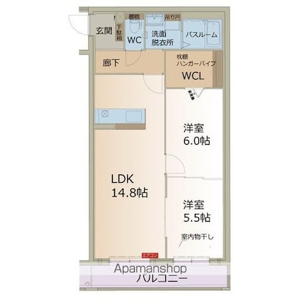 アルバコート[2LDK/60.42m2]の間取図