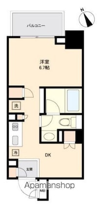 東京都杉並区方南２丁目[1R/25.44m2]の間取図