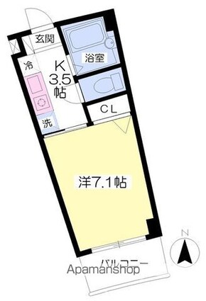 レディアントチャハルⅠ[1K/23.04m2]の間取図