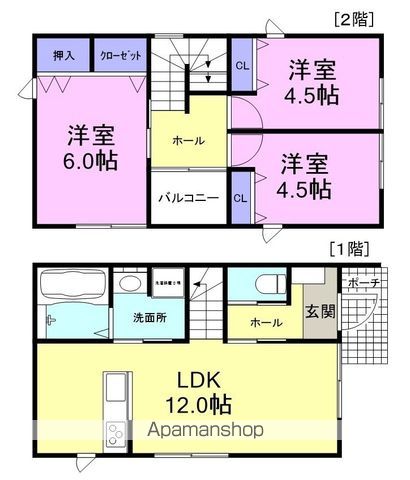 御殿場線 下土狩駅 徒歩20分 2階建 新築の間取り写真