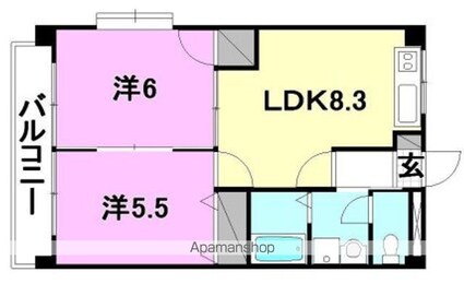 スカイコート[2DK/43.74m2]の間取図