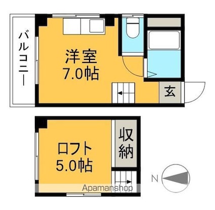 シャーロット葛島[1R/28m2]の間取図